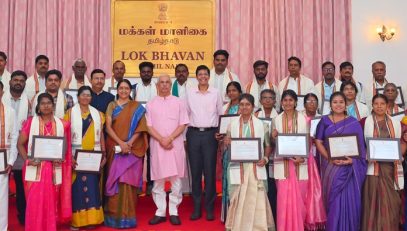 Thiru. Rajendra Vishwanath Arlekar, Hon'ble Governor of Tamil Nadu, presided over the Kashi Tamil Sangamam 4.0 - 2025 Felicitation Ceremony and felicitated the Prize winners, jury members of the competition and organisers of Kashi Tamil Sangamam 4.0 - 2026 at the function held at Bharathiar Mandapam, Lok Bhavan, Chennai - 10.07.2026.