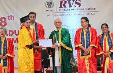 Thiru. Rajendra Vishwanath Arlekar, Hon’ble Governor of Tamil Nadu, participated as chief guest , addressed the gathering and presented degrees to the students at the 38th Graduation Day of RVS College of Arts and Science (Autonomous) at the function held at Kalam Hall, RVS, College of Arts & Science, Sulur Campus, Coimbatore - 19.07.2026.