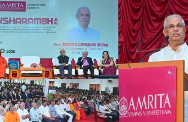 Thiru. Rajendra Vishwanath Arlekar, Hon’ble Governor of Tamil Nadu, participated as chief guest and addressed the gathering at the inauguration of Amrita Lex-Initio -2026 and Deeksharambh – 2026 of Amrita Vishwa Vidhapeetham University, Coimbatore Campus - 18.07.2026.