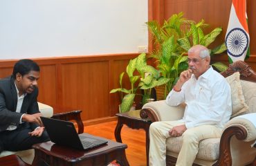 Thiru. Rajendra Vishwanath Arlekar, Hon'ble Governor of Tamil Nadu discussed with the officials about Census 2027 self-enumeration process at Lok Bhavan, Chennai on 17.07.2026. Thiru. Sajjansingh R.Chavan, I.A.S., Secretary to Governor, Thiru. M.Sundaresh Babu, I.A.S., Director, Census Operations, Tamil Nadu, Tmt. Chitra Vijayan, I.A.S., Deputy Commissioner (Revenue & Finance), Greater Chennai Corporation and officials were present.