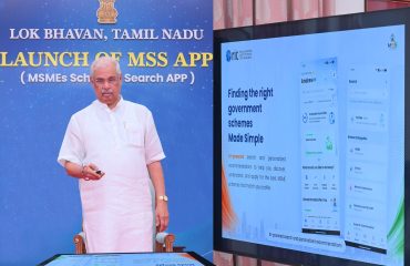 Thiru. Rajendra Vishwanath Arlekar, Hon'ble Governor of Tamil Nadu launched “MSS APP” (MSME’s schemes search APP) soft launch and Felicitated the Faculties and Students involved in the development of the “MSS App” (MSME’s schemes search App) at Bharathiar Mandapam, Lok Bhavan, Chennai - 07.08.2026.
