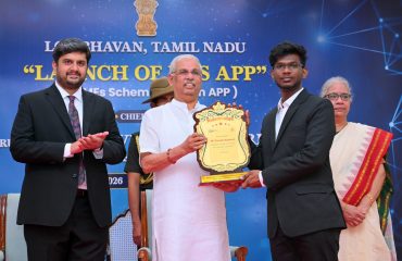 Thiru. Rajendra Vishwanath Arlekar, Hon'ble Governor of Tamil Nadu launched “MSS APP” (MSME’s schemes search APP) soft launch and Felicitated the Faculties and Students involved in the development of the “MSS App” (MSME’s schemes search App) at Bharathiar Mandapam, Lok Bhavan, Chennai - 07.08.2026.