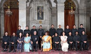 The Hon'ble President of India, Smt Droupadi Murmu with the Officers/Officer Trainees of Indian Defence Estates Service on July 24, 2023