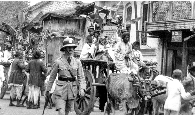 Ganpati procession on the streets of Pune Cantonment during pre-Independence period