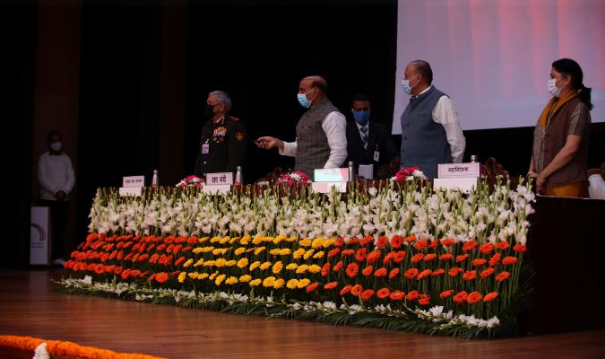 Inauguration of e-Chhawani Project by Hon'ble Defence Minister Shri Rajnath Singh at Chanakya Auditorium, National Defence Estate Management Institute, Delhi Cantonment on 16-02-2021.