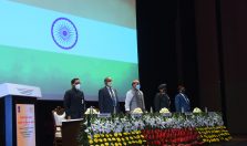 National Anthem being played during the Defence Land Survey Award and Inauguration of Webinar on e-Chhawani on 10-02-2022;?>