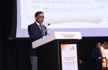 Shri Ajay Kumar Sharma, then Director General Defence Estates, addressing on the occasion of Defence Estates Day 2022 celebrations