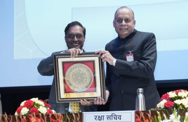 Defence Estates Day 2021: Shri Ajay Kumar Sharma, then Director General Defence Estates presenting a memento to Dr Ajay Kumar, Defence Secretary