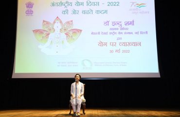 Dr. Indu Sharma during the yoga session on 30-05-2022