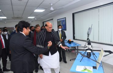 Shri Rajnath Singh, Hon'ble Defence Minister visiting Centre of Excellence Land Survey, National Institute of Defence Estates Management, Delhi Cantt