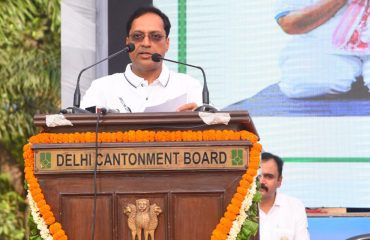 श्री नागेश गार्डन, दिल्ली कैंट में योग उत्सव (19-05-2022) के अवसर पर तत्कालीन डीजीडीई श्री अजय कुमार शर्मा का स्वागत भाषण