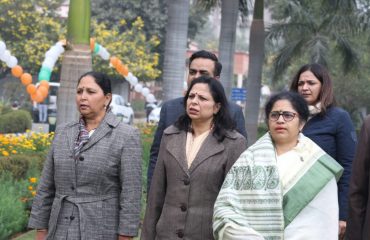 Officers assembled for flag hoisting ceremony on the occasion of 74th Republic Day