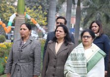 Officers assembled for flag hoisting ceremony on the occasion of 74th Republic Day;?>