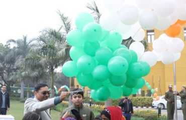 Shri Ajay Kumar Sharma, the then DGDE releasing balloons in tricolour on the occasion of 74th Republic Day