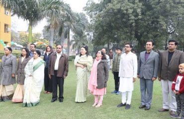 Officers assembled for flag hoisting ceremony on the occasion of 74th Republic Day