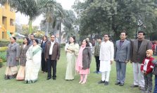 Officers assembled for flag hoisting ceremony on the occasion of 74th Republic Day;?>
