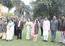 Officers assembled for flag hoisting ceremony on the occasion of 74th Republic Day;?>