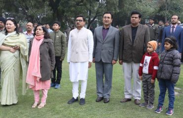 Officers assembled for flag hoisting ceremony on the occasion of 74th Republic Day