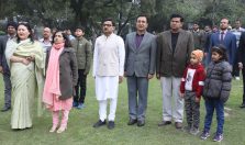 Officers assembled for flag hoisting ceremony on the occasion of 74th Republic Day;?>