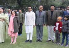 Officers assembled for flag hoisting ceremony on the occasion of 74th Republic Day;?>