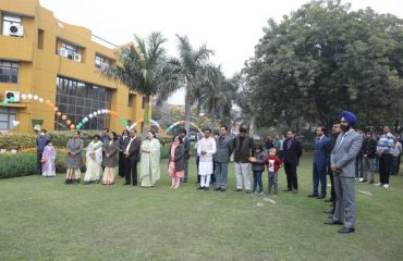 Officers and Staff assembled for flag hoisting ceremony on the occasion of 74th Republic Day