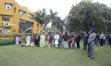 Officers and Staff assembled for flag hoisting ceremony on the occasion of 74th Republic Day;?>