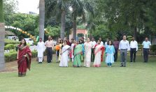 Officers and Staff assembled for flag hoisting ceremony on the occasion of 77th Independence Day;?>