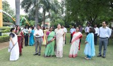 Officers assembled for flag hoisting ceremony on the occasion of 77th Independence Day;?>