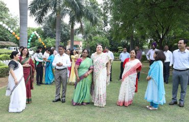 Officers assembled for flag hoisting ceremony on the occasion of 77th Independence Day