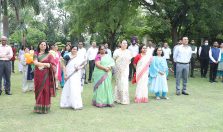 Officers and Staff of Direcrectorate General Defence Estates assembled for flag hoisting ceremony on the occasion of 77th Independence Day;?>