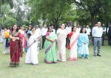 Officers and Staff of Direcrectorate General Defence Estates assembled for flag hoisting ceremony on the occasion of 77th Independence Day;?>