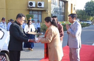 Shri G S Rajeswaran, the then DGDE being welcomed by Officers on the occasion of 76th Republic Day