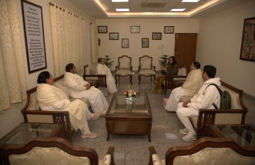 Representatives of Brahma Kumaris during conversation with officers