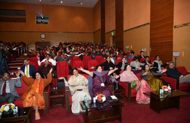 A view of Chanakya Auditorium, during the talk by Brahm Kumaris
