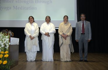 Representatives of Brahma Kumaris after receiving memento from Shri G S Rajeswaran, the then DGDE and CGDA madam