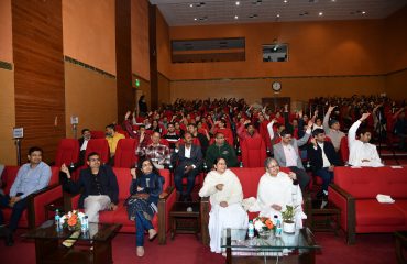 A view of Chanakya Auditorium, during the talk by Brahm Kumaris