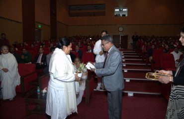 Representatives of Brahma Kumaris being welcomed by Shri G S Rajeswaran, the then DGDE