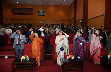 A view of Chanakya Auditorium, during the talk by Brahm Kumaris