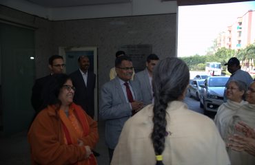Representatives of Brahma Kumaris being welcomed by Shri G S Rajeswaran, the then DGDE
