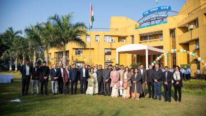 Officers and Staff assembled for flag unfurling ceremony on the occasion of 77th Republic Day