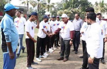 Dr. Lalit Narayan, Director, NILD during introduction of Cricket team