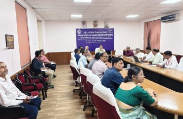 Sri. Rajeev Sharma (IFoS), Joint Secretary, DEPWD, MOSJE, GOI chairing meeting with Dr. Lalit Narayan, Director, NILD and other officials of NILD