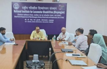 Sri. Rajeev Sharma (IFoS), Joint Secretary, DEPWD, MOSJE, GOI chairing the meeting with Dr. Lalit Narayan, Director, NILD and Medical Doctors