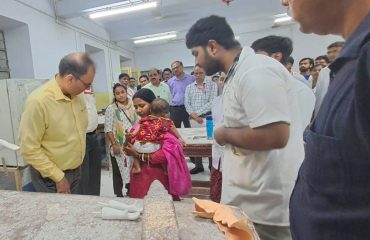 Sri. Rajeev Sharma (IFoS), Joint Secretary, DEPWD, MOSJE, GOI interacting with mother of child Patient