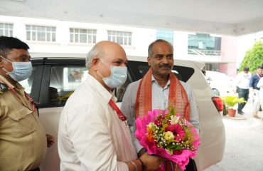 Dr. Lalit Narayan, Director, NILD Welcoming to Sri P. C. Mohan, Chairman, Parliamentary Standing Committee on Social Justice and Empowerment at NILD