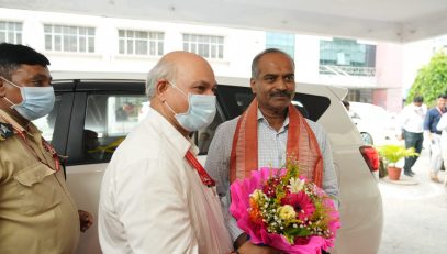 Dr. Lalit Narayan, Director, NILD Welcoming to Sri P. C. Mohan, Chairman, Parliamentary Standing Committee on Social Justice and Empowerment at NILD