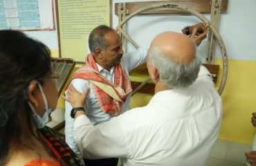 Dr. Lalit Narayan, Director explaing about therapy at OT Department to Chairman of the committee during the visit