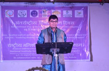 Divyang artist playing piyano during the cultural program