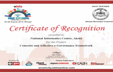 National Informatics Centre, District Akola received eLets Smart Governance 2015 Award