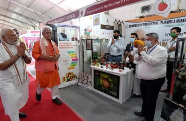 Image of PM visits the exhibition in Samba, Jammu and Kashmir on April 24, 2022.